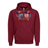 Burgundy American mom Zipper Hoodie - Zillion Design Studio