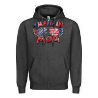 Charcoal Heather American mom Zipper Hoodie - Zillion Design Studio
