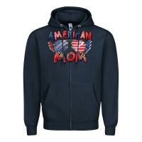 Navy American mom Zipper Hoodie - Zillion Design Studio