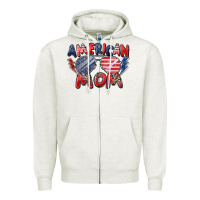 Oatmeal Heather American mom Zipper Hoodie - Zillion Design Studio