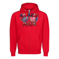 Red American mom Zipper Hoodie - Zillion Design Studio