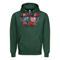 Sports Green American mom Zipper Hoodie - Zillion Design Studio