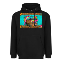 Black hippie van floral skinny metal can holder Heavyweight Hoodie - HRA Design Shop