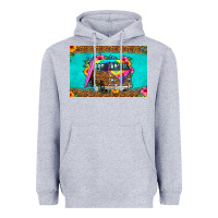 Heather Grey hippie van floral skinny metal can holder Heavyweight Hoodie - HRA Design Shop