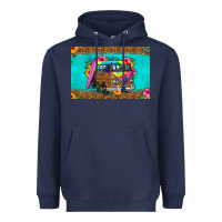 Navy hippie van floral skinny metal can holder Heavyweight Hoodie - HRA Design Shop