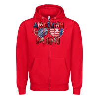 Red American mini Zipper Hoodie - Zillion Design Studio