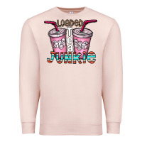 Pale Pink loaded tea junkie Premium Sweatshirt - CowhideDigitalArt