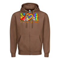 Chestnut peace love equality Zipper Hoodie - texasbilliewilder
