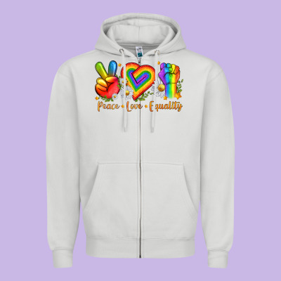 Zipper Hoodie peace love equality