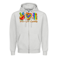 Dove Grey peace love equality Zipper Hoodie - texasbilliewilder