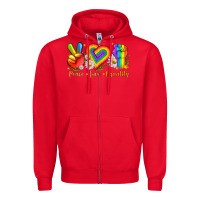 Red peace love equality Zipper Hoodie - texasbilliewilder