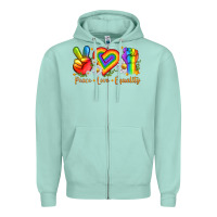 Seafoam peace love equality Zipper Hoodie - texasbilliewilder