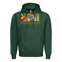 Sports Green peace love equality Zipper Hoodie - texasbilliewilder
