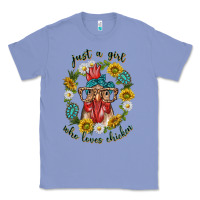 Colony Blue just a girl who loves chicken with sunflowers and gemstone Classic Tee - texasbilliewilder