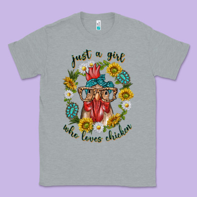 Just A Girl Who Loves Chicken With Sunflowers And Gemstone Classic Tee Designed By Texasbilliewilder