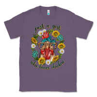 Lavender just a girl who loves chicken with sunflowers and gemstone Classic Tee - texasbilliewilder