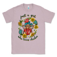 Lilac just a girl who loves chicken with sunflowers and gemstone Classic Tee - texasbilliewilder