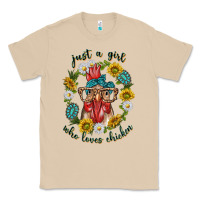 Mushroom just a girl who loves chicken with sunflowers and gemstone Classic Tee - texasbilliewilder