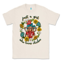Natural just a girl who loves chicken with sunflowers and gemstone Classic Tee - texasbilliewilder