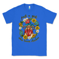True Royal just a girl who loves chicken with sunflowers and gemstone Classic Tee - texasbilliewilder