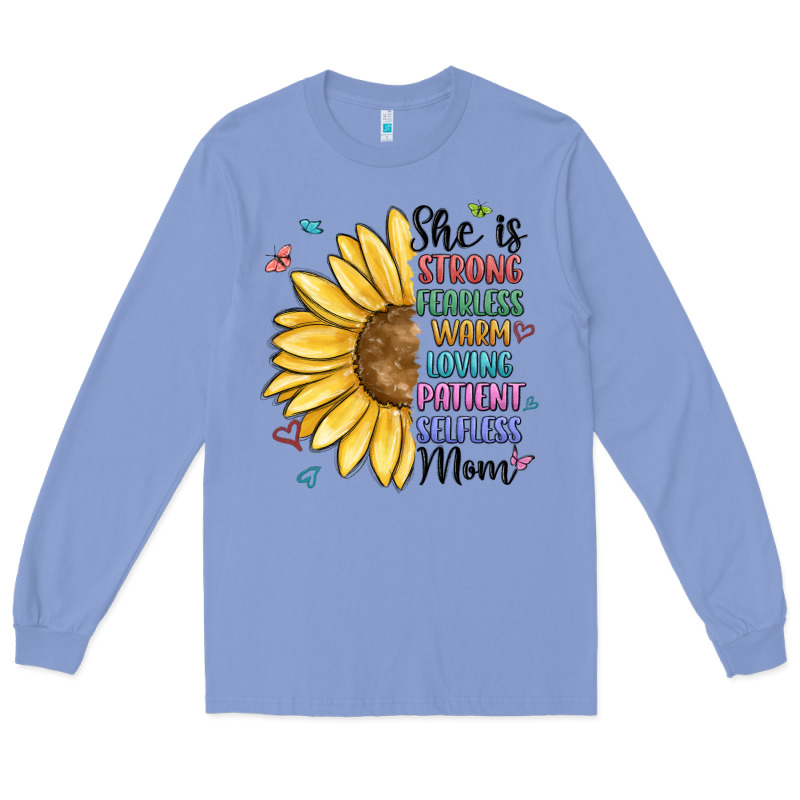 She Is Strong Fearless Warm Loving Mom Long Sleeve Tee by MaliasSmallBusiness | Teevron