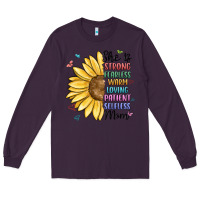 Plum she is strong fearless warm loving mom Long Sleeve Tee - MaliasSmallBusiness