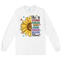 White she is strong fearless warm loving mom Long Sleeve Tee - MaliasSmallBusiness