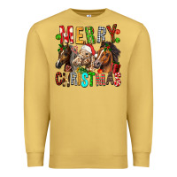Antique Gold Merry christmas horses Premium Sweatshirt - FaDigitalArtStudio