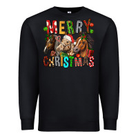 Black Merry christmas horses Premium Sweatshirt - FaDigitalArtStudio