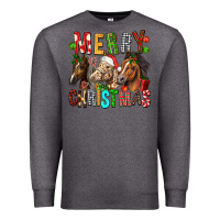 Charcoal Heather Merry christmas horses Premium Sweatshirt - FaDigitalArtStudio