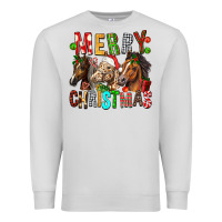 Dove Grey Merry christmas horses Premium Sweatshirt - FaDigitalArtStudio