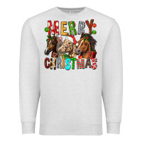 Oatmeal Heather Merry christmas horses Premium Sweatshirt - FaDigitalArtStudio