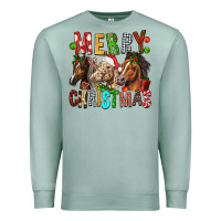 Seafoam Merry christmas horses Premium Sweatshirt - FaDigitalArtStudio
