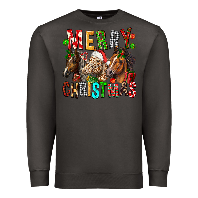 Merry Christmas Horses Premium Sweatshirt by FaDigitalArtStudio | Teevron