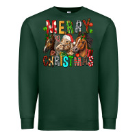 Sports Green Merry christmas horses Premium Sweatshirt - FaDigitalArtStudio
