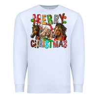 White Merry christmas horses Premium Sweatshirt - FaDigitalArtStudio
