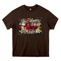 Chocolate Brown Happy Easter Heavy Core Tee - CowhideDigitalArt