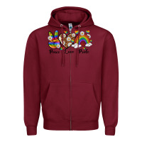 Burgundy peace love pride Zipper Hoodie - texasbilliewilder