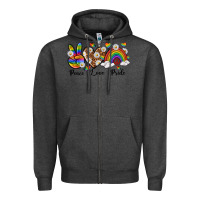 Charcoal Heather peace love pride Zipper Hoodie - texasbilliewilder