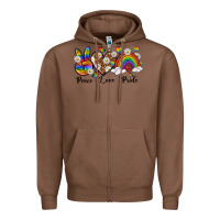 Chestnut peace love pride Zipper Hoodie - texasbilliewilder