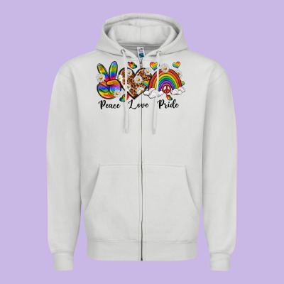 Zipper Hoodie peace love pride