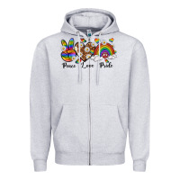 Heather Grey peace love pride Zipper Hoodie - texasbilliewilder
