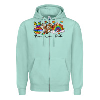 Seafoam peace love pride Zipper Hoodie - texasbilliewilder