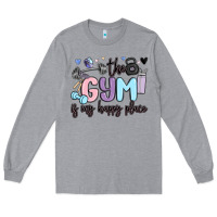 Heather Grey the gym is my happy place Long Sleeve Tee - MaliasSmallBusiness