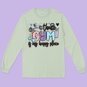 The Gym Is My Happy Place Long Sleeve Tee Designed By Maliassmallbusiness