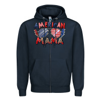 Navy American mama Zipper Hoodie - Zillion Design Studio
