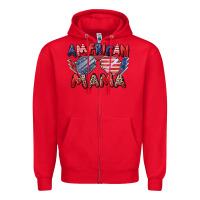 Red American mama Zipper Hoodie - Zillion Design Studio