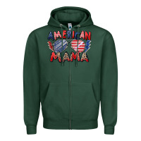 Sports Green American mama Zipper Hoodie - Zillion Design Studio