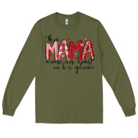 Army Green this mama wears her heart on her gleeve Long Sleeve Tee - MaliasSmallBusiness