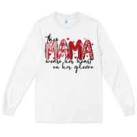 White this mama wears her heart on her gleeve Long Sleeve Tee - MaliasSmallBusiness